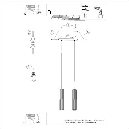 Pakabinamas sietynas KARBON 2xGU10/10W/230V žalia