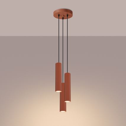 Pakabinamas sietynas KARBON 3xGU10/10W/230V raudona