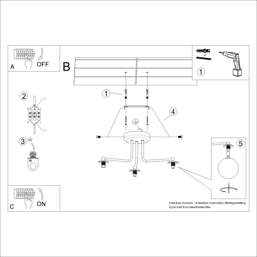 Sietynas ant stulpo ASTRAL 3xG9/8W/230V balta