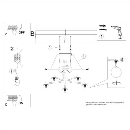 Sietynas ant stulpo ASTRAL 5xG9/8W/230V balta