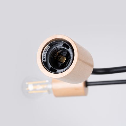 Tvirtinamas sietynas TIMBO 8xE27/15W/230V juoda/smėlio spalva/bukas