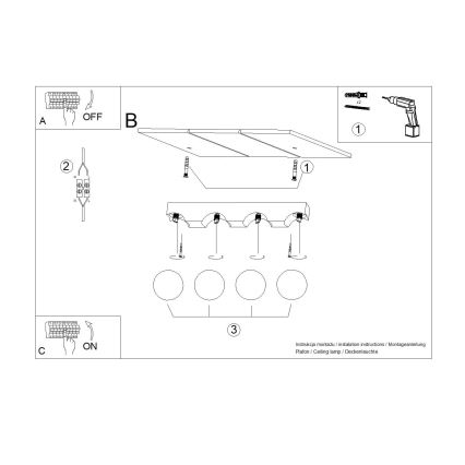Lubinis šviestuvas BULBO 4xG9/8W/230V bukas/balta