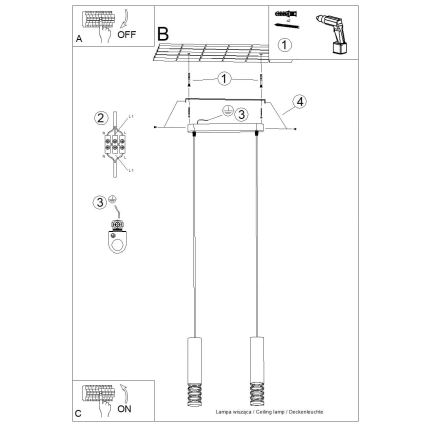 Pakabinamas sietynas LAMI 2xGU10/10W/230V balta