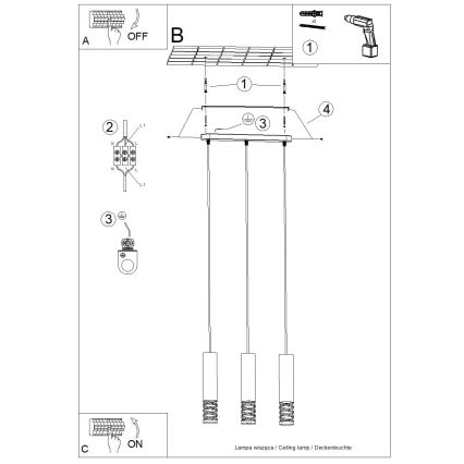 Pakabinamas sietynas LAMI 3xGU10/10W/230V balta