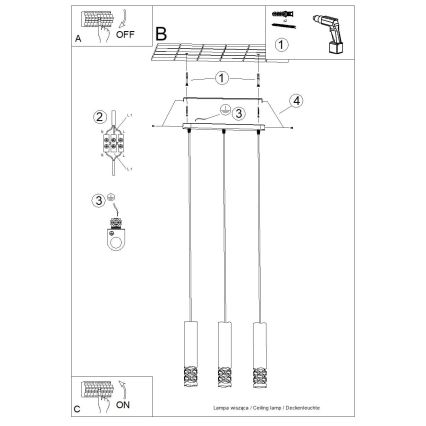 Pakabinamas sietynas LIRO 3xGU10/10W/230V balta