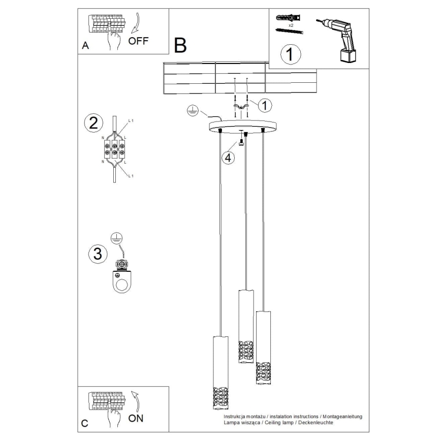 Pakabinamas sietynas LIRO 3xGU10/10W/230V balta