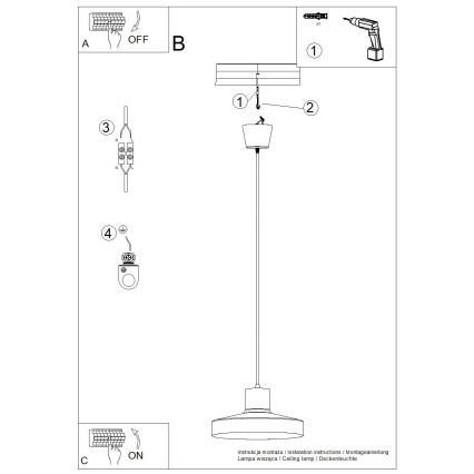 Pakabinamas sietynas BILO 1xE27/15W/230V diametras 35 cm oranžinė