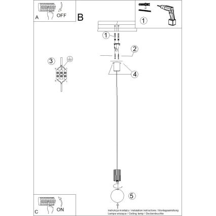 Pakabinamas sietynas HALO 1xG9/8W/230V diametras 12 cm juoda