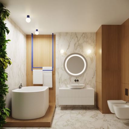 Sieninis vonios šviestuvas HALO 1xG9/8W/230V diametras 12 cm IP44 mėlyna