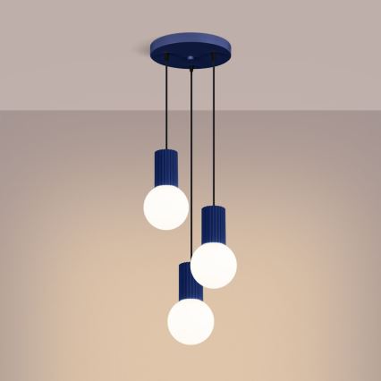 Pakabinamas sietynas HALO 3xG9/8W/230V diametras 25 cm mėlyna
