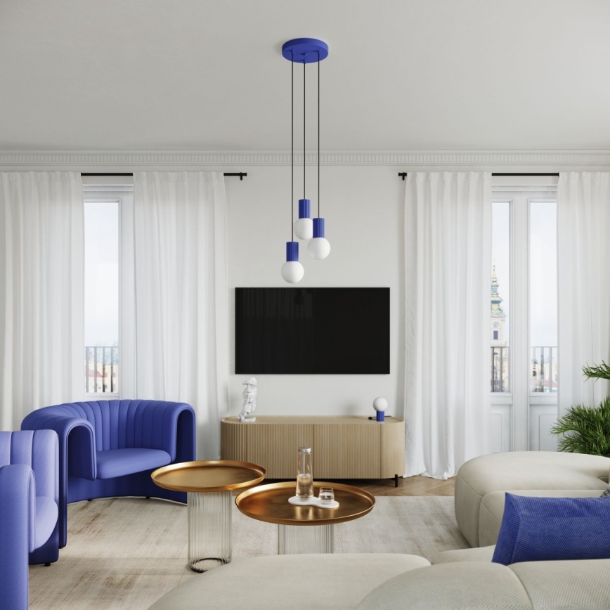 Pakabinamas sietynas HALO 3xG9/8W/230V diametras 25 cm mėlyna