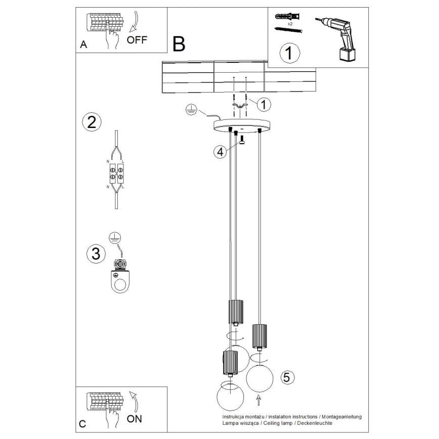 Pakabinamas sietynas HALO 3xG9/8W/230V diametras 25 cm mėlyna