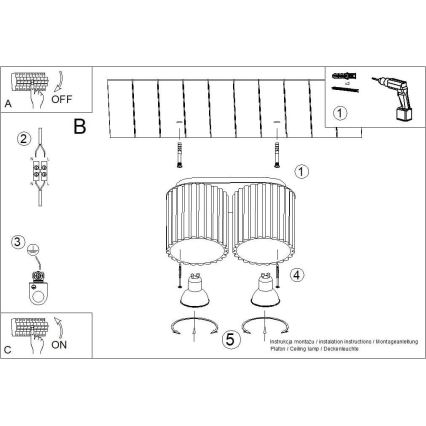 Taškinis šviestuvas AURA 2xGU10/10W/230V kreminės spalvos