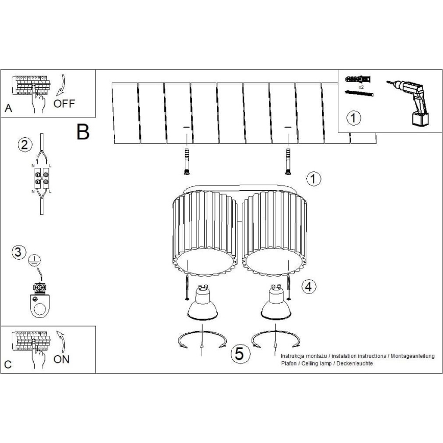 Taškinis šviestuvas AURA 2xGU10/10W/230V kreminės spalvos