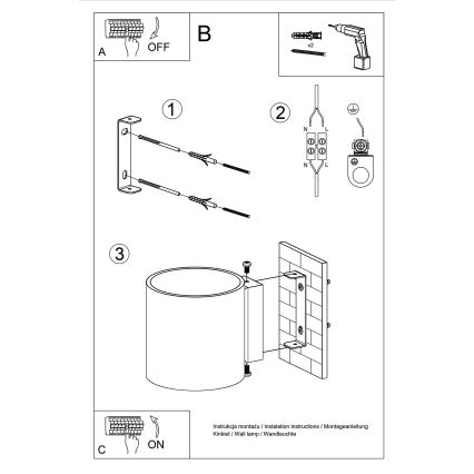 Sieninis taškinis šviestuvas ORBIS 1xG9/8W/230V, betonas/kreminė