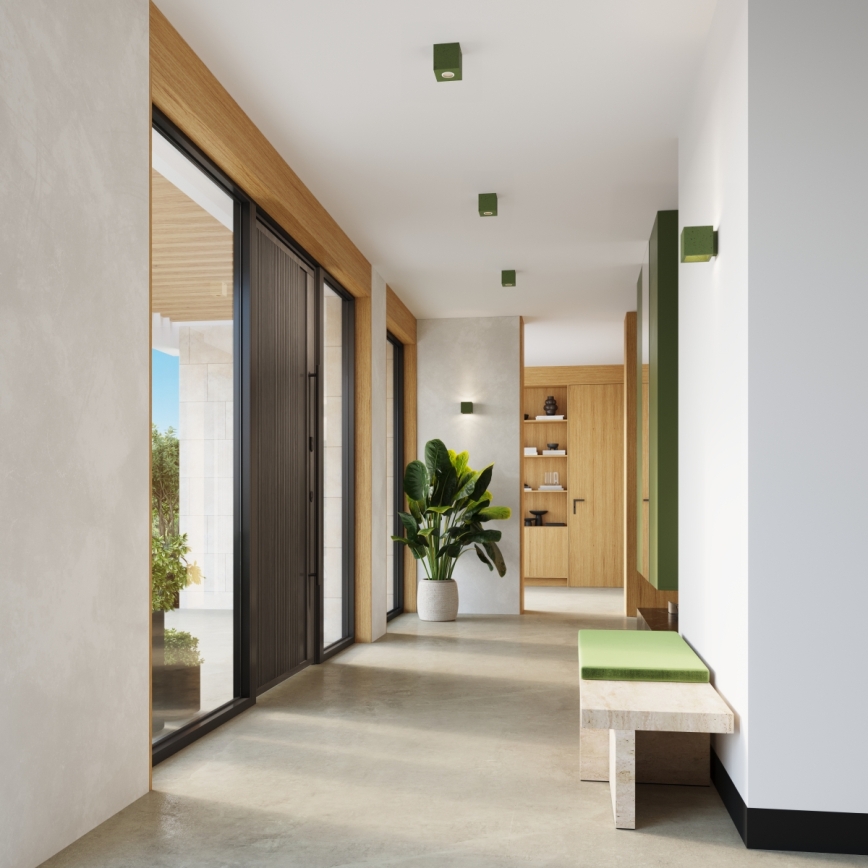 Sieninis taškinis šviestuvas QUAD 1xG9/8W/230V betonas/žalia