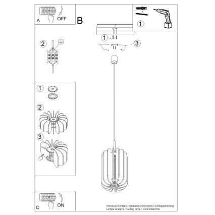Pakabinamas šviestuvas su laidu MULA 1xE27/15W/230V, skersmuo 27 cm, kreminės spalvos