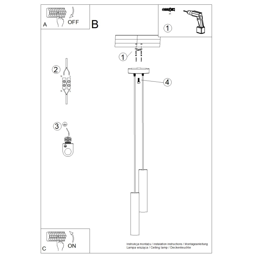 Pakabinamas šviestuvas ant laido LAGOS 2xGU10/10W/230V baltas
