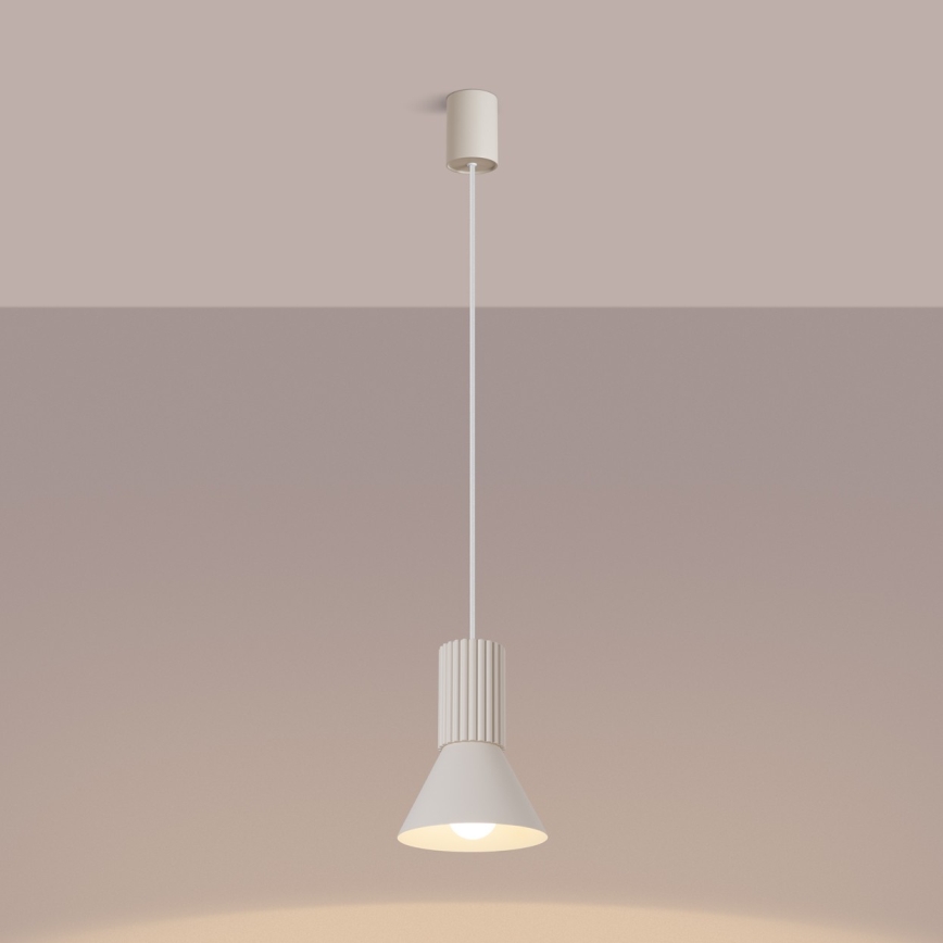 Pakabinamas šviestuvas ant laido ESTRIA 1xE14/10W/230V, skersmuo 14 cm, kremės spalvos