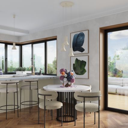 Pakabinama liustra ESTRIA ant laido, 3xE14/10W/230V, skersmuo 30 cm, kreminė