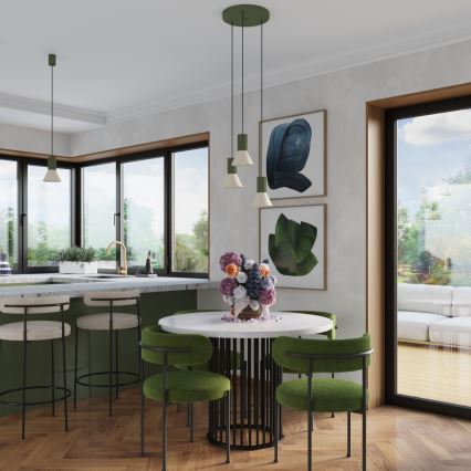 Pakabinamas šviestuvas ant laido ESTRIA 3xE14/10W/230V skersmuo 30 cm, žalias