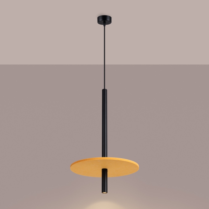 Pakabinamas šviestuvas ant troselio FELTRO 1xG9/8W/230V juoda/geltona