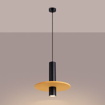 Pakabinamas šviestuvas ant laido PELTA 1xGU10/10W/230V juoda/geltona