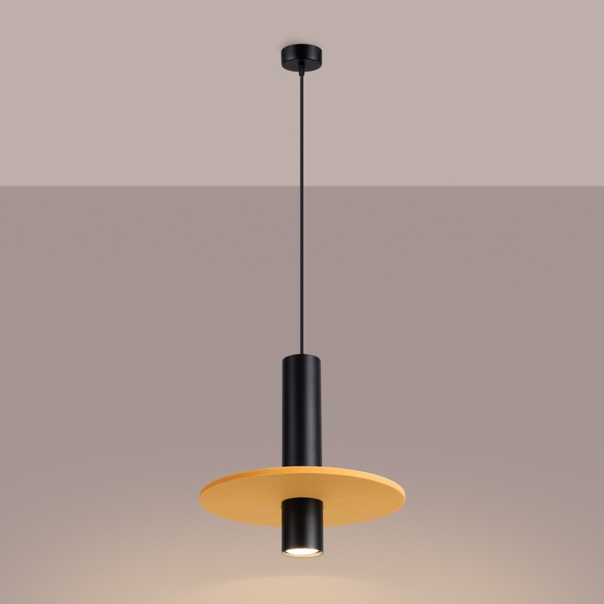 Pakabinamas šviestuvas ant laido PELTA 1xGU10/10W/230V juoda/geltona