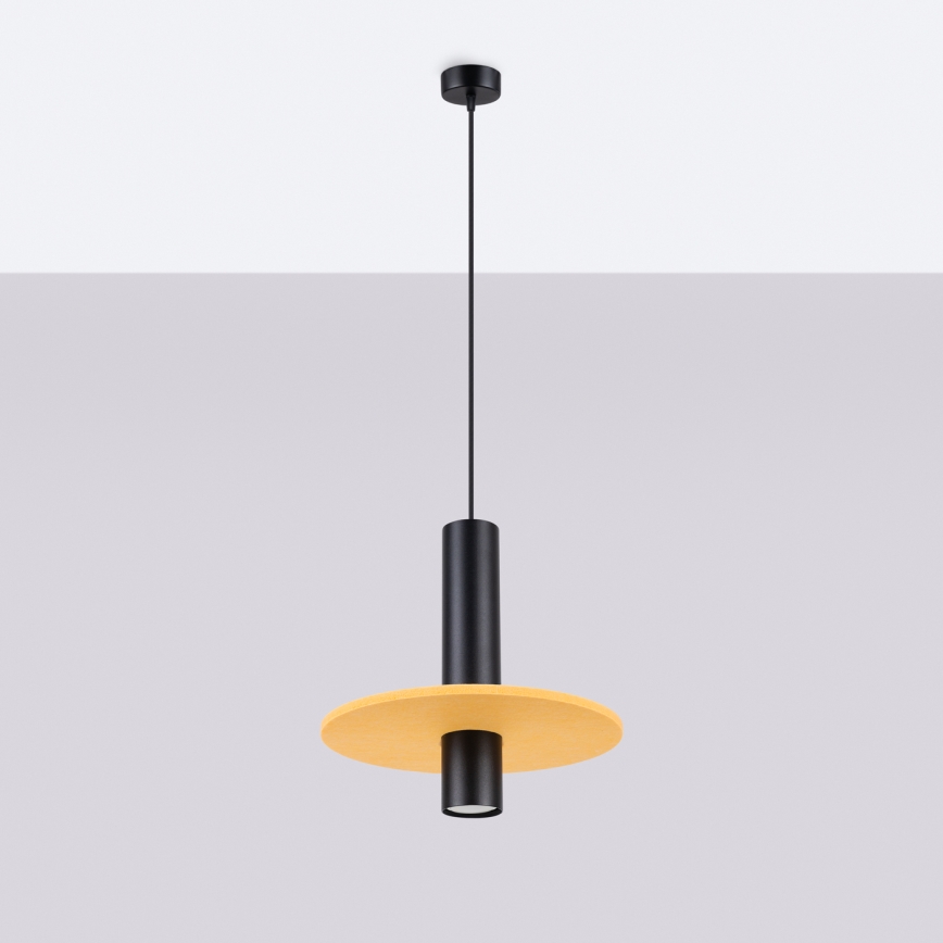 Pakabinamas šviestuvas ant laido PELTA 1xGU10/10W/230V juoda/geltona