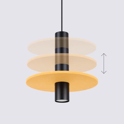 Pakabinamas šviestuvas ant laido PELTA 1xGU10/10W/230V juoda/geltona