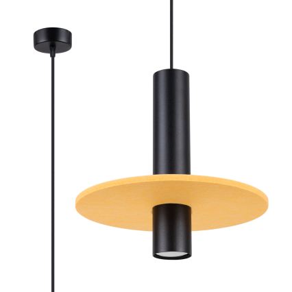 Pakabinamas šviestuvas ant laido PELTA 1xGU10/10W/230V juoda/geltona