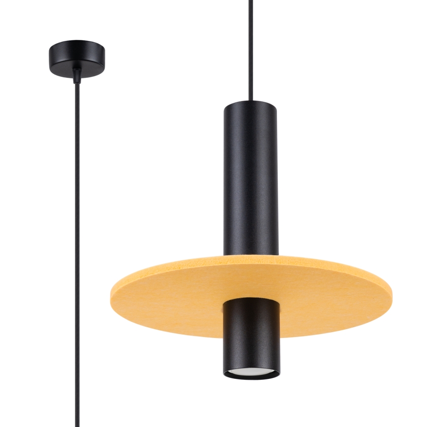 Pakabinamas šviestuvas ant laido PELTA 1xGU10/10W/230V juoda/geltona
