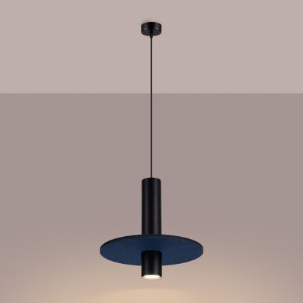 Pakabinamas šviestuvas ant laido PELTA 1xGU10/10W/230V juoda/mėlyna