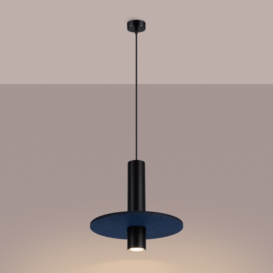 Pakabinamas šviestuvas ant laido PELTA 1xGU10/10W/230V juoda/mėlyna