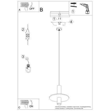 Pakabinamas šviestuvas ant laido PELTA 1xGU10/10W/230V juoda/mėlyna