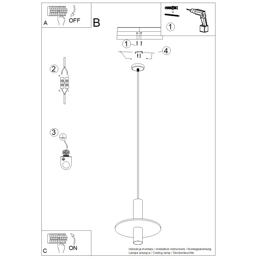 Pakabinamas šviestuvas ant laido PELTA 1xGU10/10W/230V juoda/mėlyna