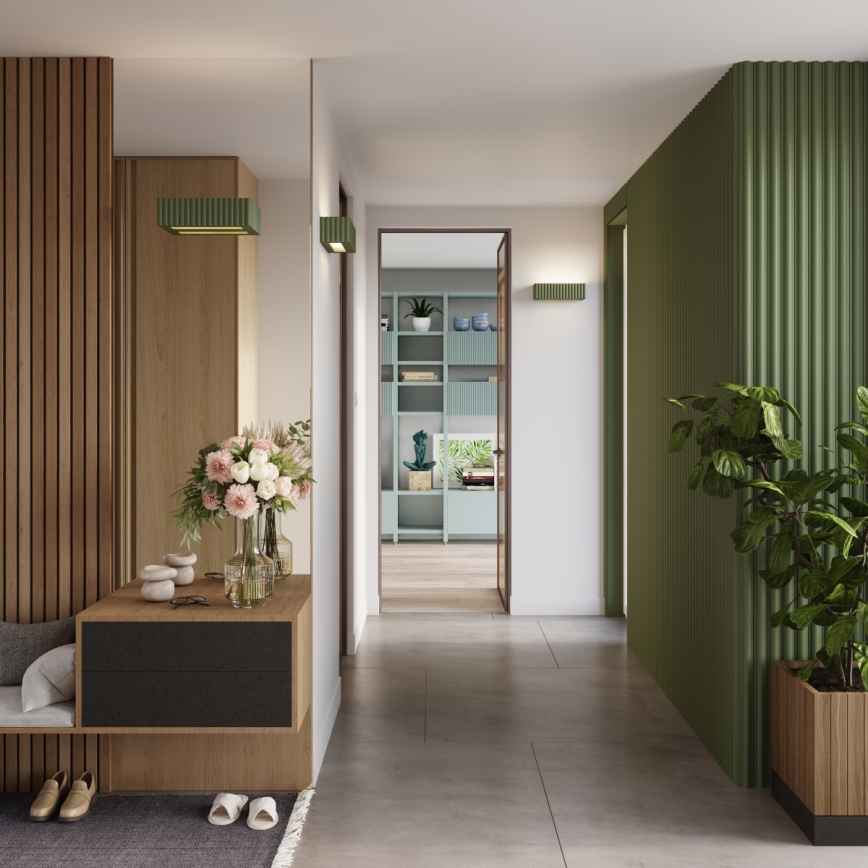 Sieninis šviestuvas RIGATA 1xE27/15W/230V keramika/žalia