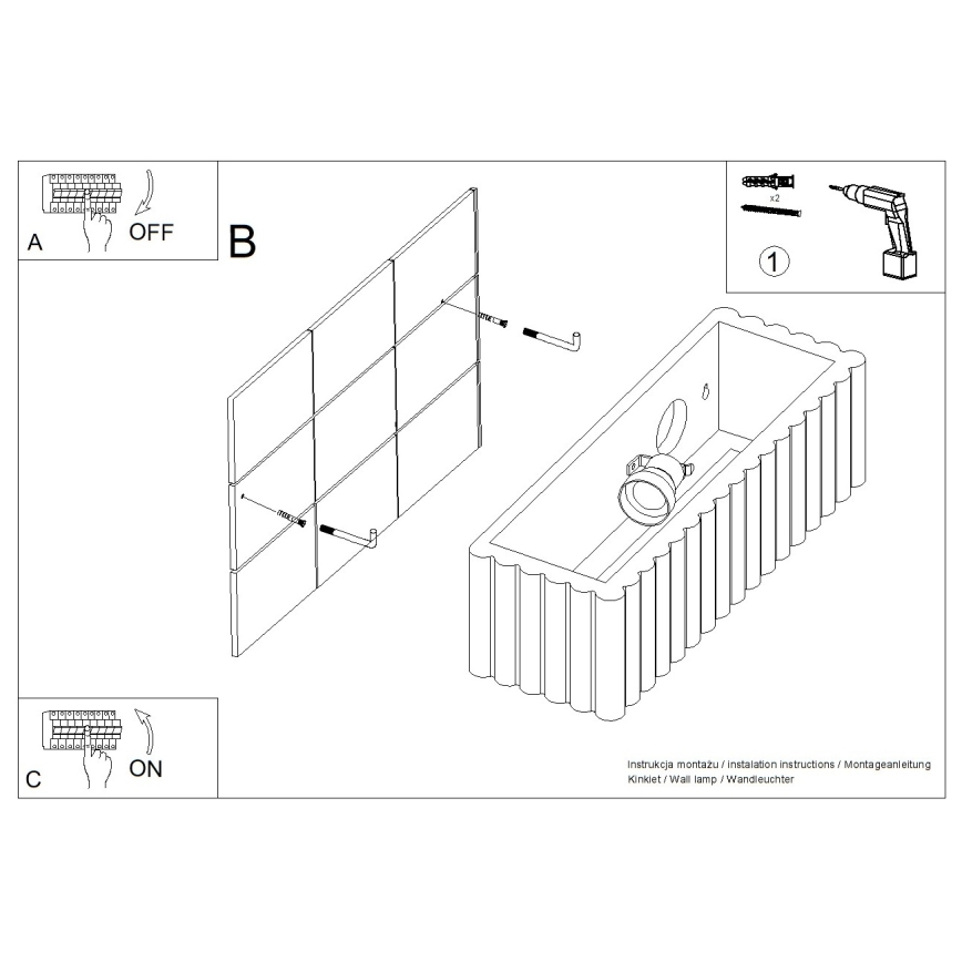 Sieninis šviestuvas RIGATA 1xE27/15W/230V keramika/mėlyna