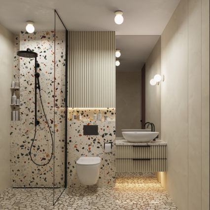 Vonios kambario sieninis šviestuvas ZORI 1xG9/8W/230V IP44 smėlio spalvos