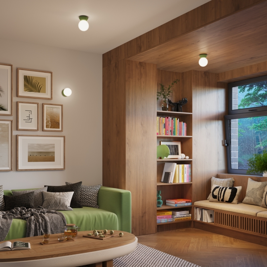 Vonios kambario sieninis šviestuvas ZORI 1xG9/8W/230V IP44 žalias