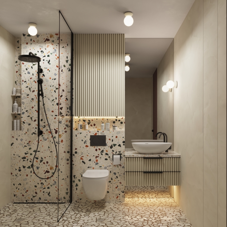 Vonios kambario lubinis šviestuvas ZORI 1xG9/8W/230V Ø 12 cm IP44 smėlinis