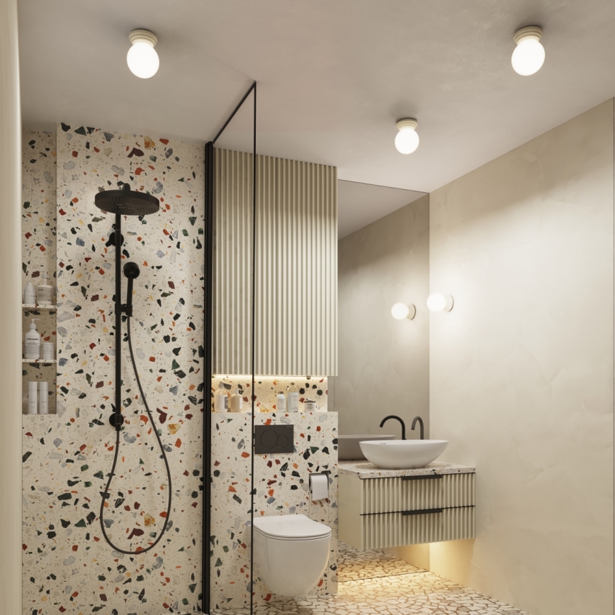 Vonios kambario lubinis šviestuvas ZORI 1xG9/8W/230V Ø 12 cm IP44 smėlinis