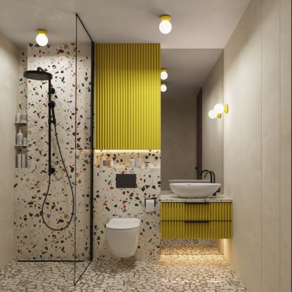 Vonios kambario lubinis šviestuvas ZORI 1xG9/8W/230V Ø 12 cm IP44 geltonas