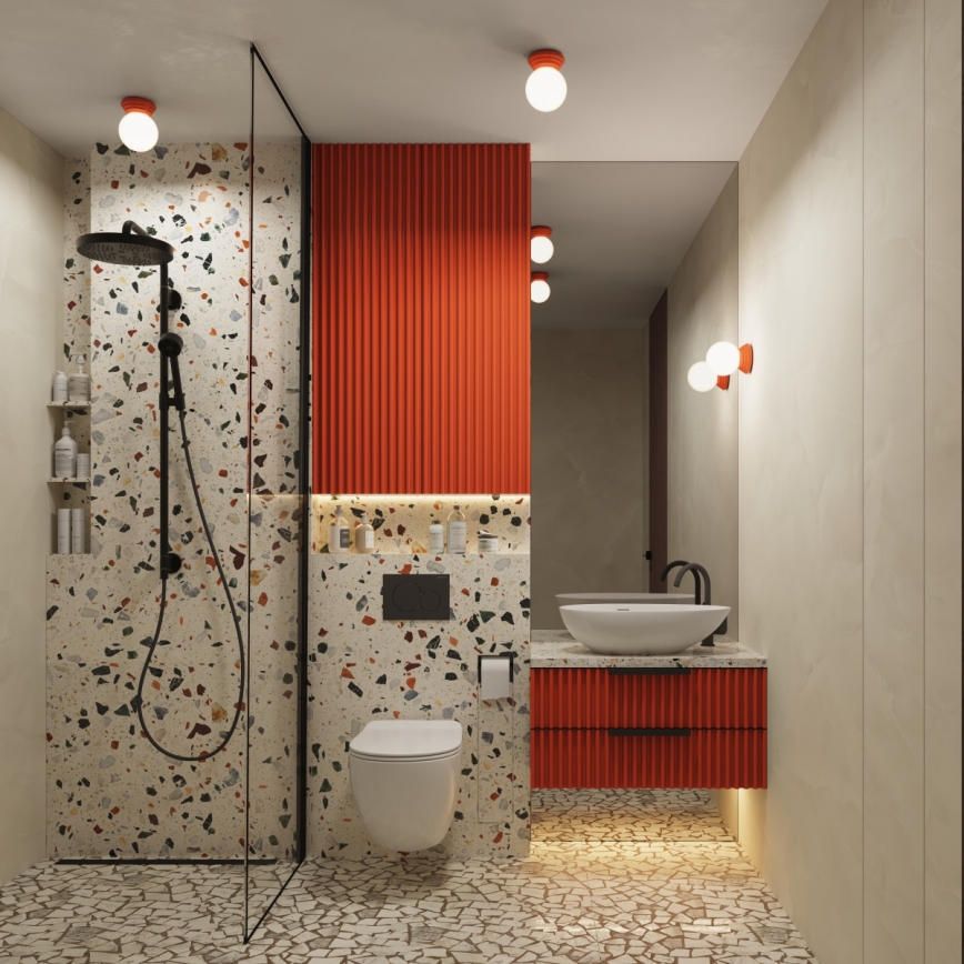 Lubinis vonios šviestuvas ZORI 1xG9/8W/230V Ø 12 cm IP44 rožinė