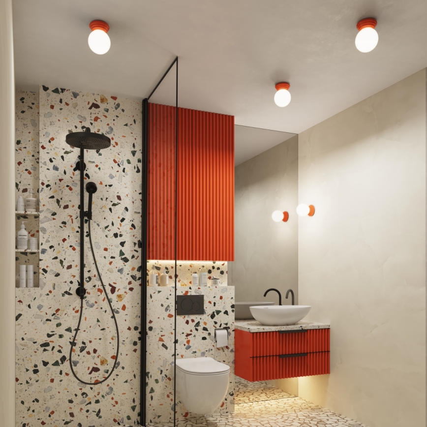 Lubinis vonios šviestuvas ZORI 1xG9/8W/230V Ø 12 cm IP44 rožinė