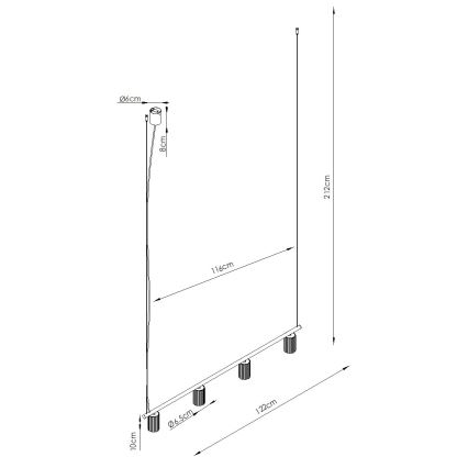 Pakabinamas šviestuvas su laidu KARBON 4xGU10/10W/230V baltas