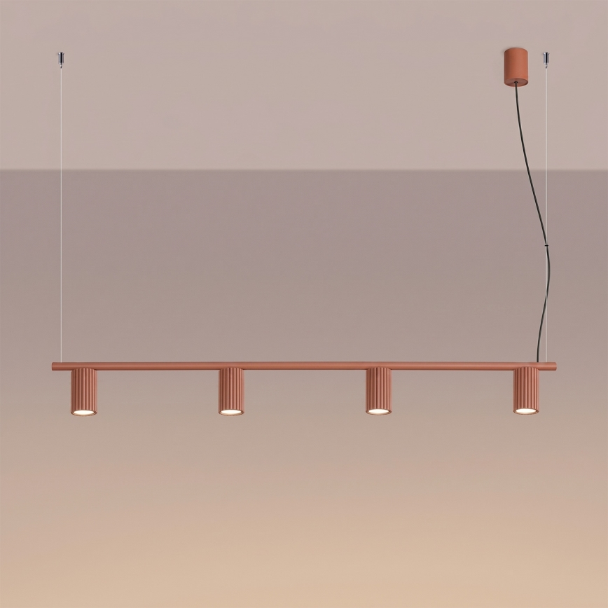 Pakabinamas šviestuvas su laidu KARBON 4xGU10/10W/230V oranžinis