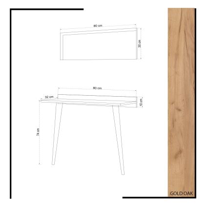 Šoninis staliukas BANAVENTO 84x80 cm +sieninis veidrodis 30x80 cm smėlio spalvos