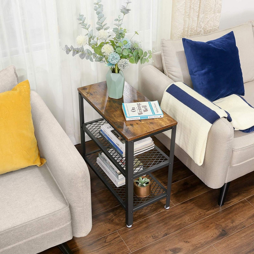 Šoninis staliukas ELDUR rudas/juodas