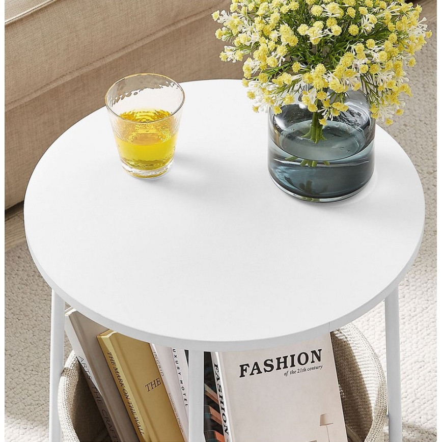 Šoninis staliukas NOIRA baltas/šviesiai rudas